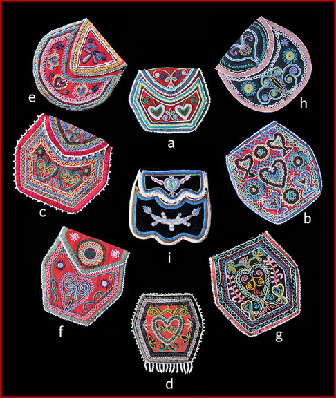 Haudenosaunee (Iroquois) beaded bags with a heart motif.